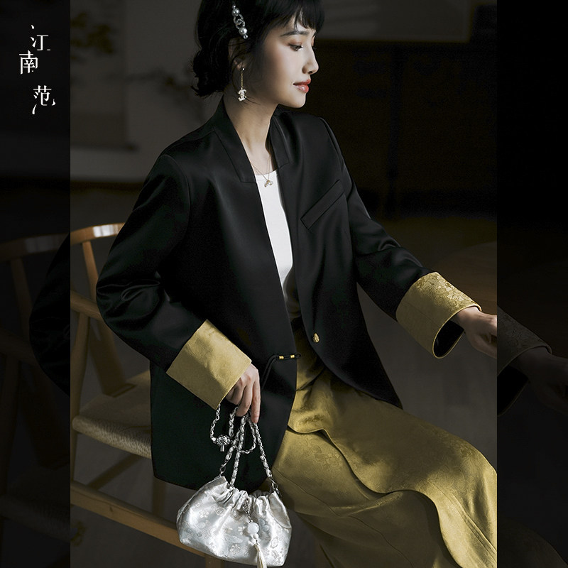 江南范新中式改良中式唐装上衣西装外套2024年秋季气质年轻款百搭