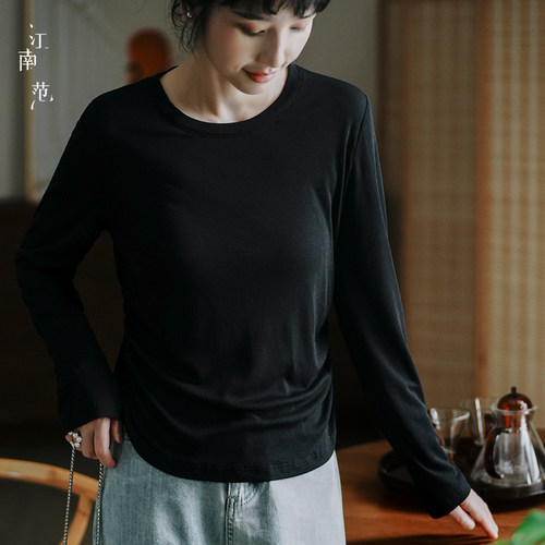 黑色新式修身显瘦江南范打底衫