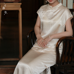 江南范改良旗袍女短袖中长裙日常新娘伴娘服短中式上衣茶艺服