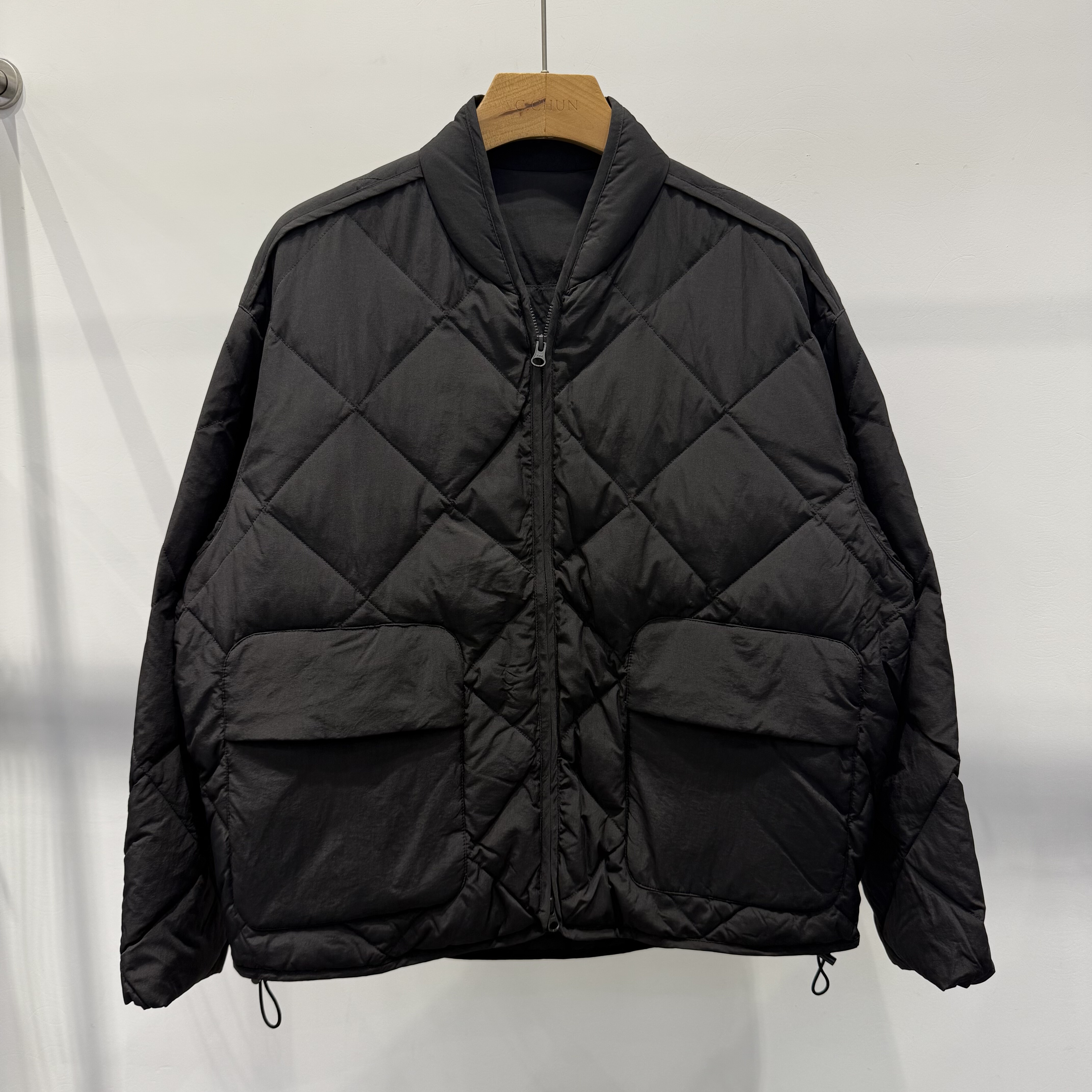 2025冬季新款男v领棒球领夹克轻羽绒服外套宽松休闲百搭上衣