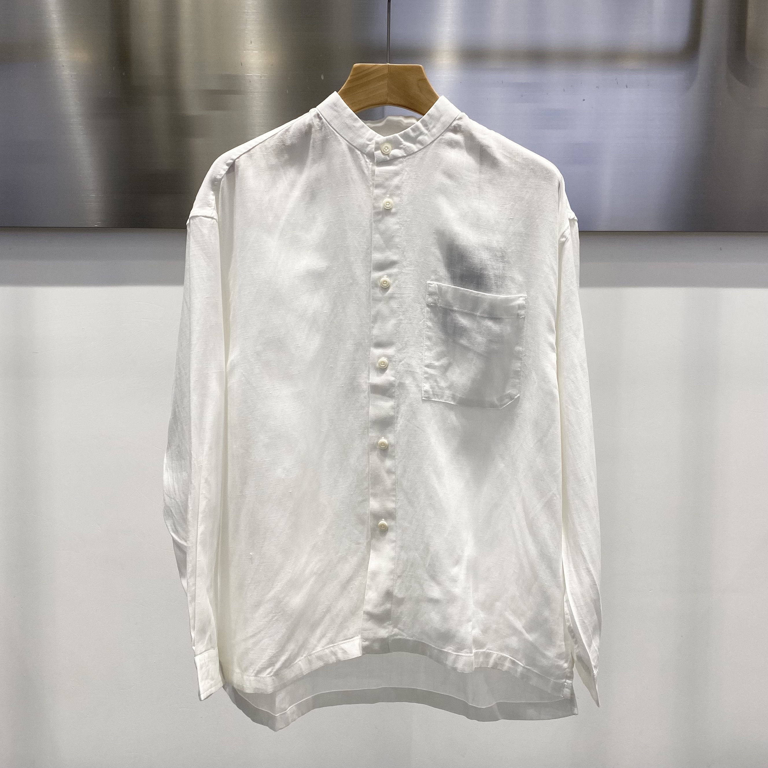 2026新款春装立领天丝麻衬衫男长袖衬衣薄外套时尚百搭上衣