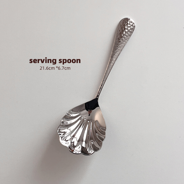 serving spoon不锈钢扇贝形公用分餐勺分装勺炒饭汤粥分菜大勺