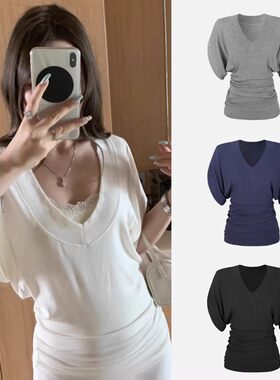 春夏慵懒T恤女打底衫蝙蝠袖罩衫