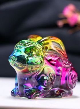 琉璃水晶兔子摆件客厅工艺品创意玉兔生肖福兔吉祥家居装饰品礼品