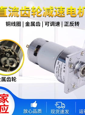 60GA775F直流减速电机12V24V微型齿轮慢速大力矩调速正反转小马达