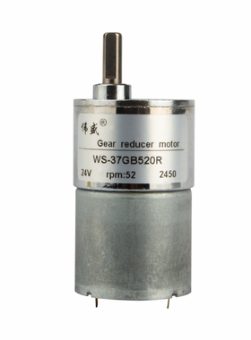 伟盛37GB520R直流减速电机12V24V齿轮慢速大力矩微型正反转小马达