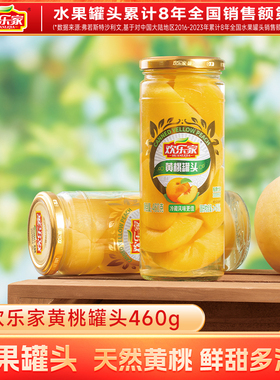欢乐家 黄桃罐头460g*3瓶 新鲜黄桃果肉糖水果罐头正品整箱批发