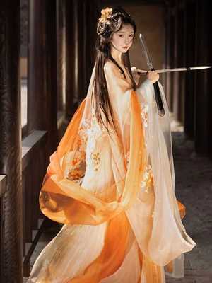 原创汉服女玉人歌唐制一片刺绣齐胸超仙诃子重工绣花大袖春夏套装