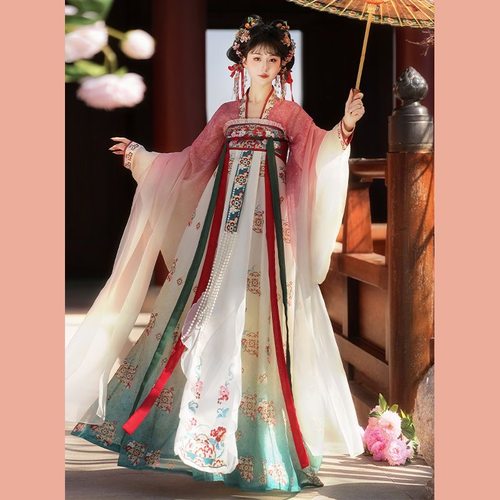 绣花唐制对襟衫齐胸八破裙