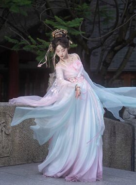 重工刺绣荷花大袖齐胸裙套装汉服