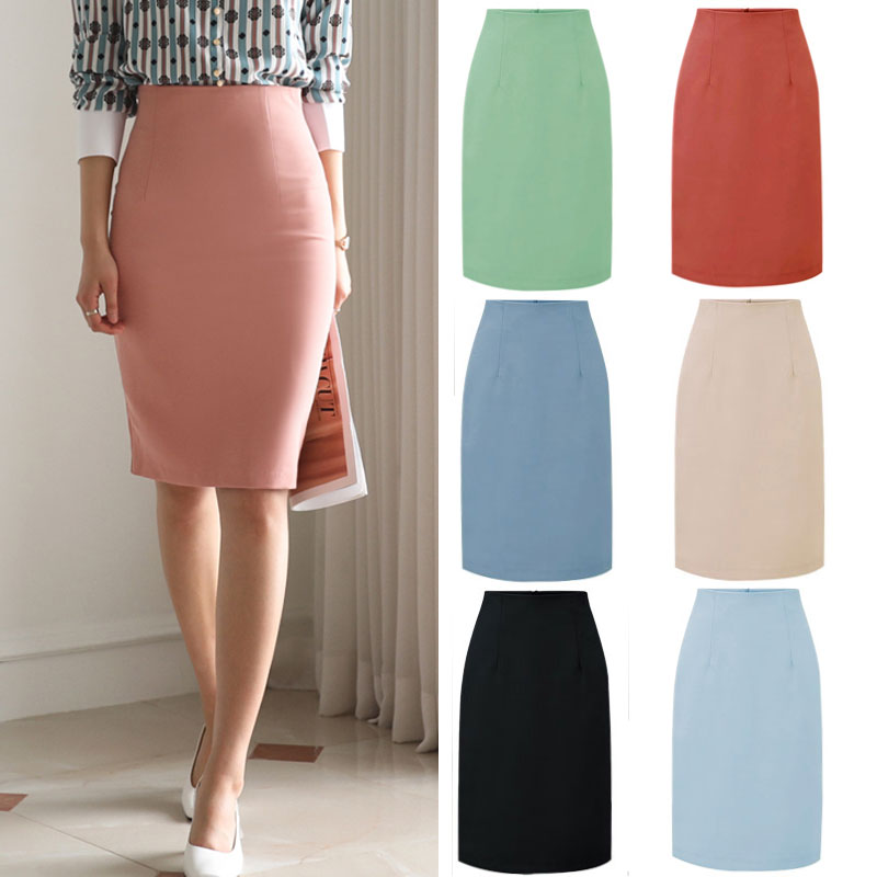 春秋新款职业开叉包臀一步半身裙