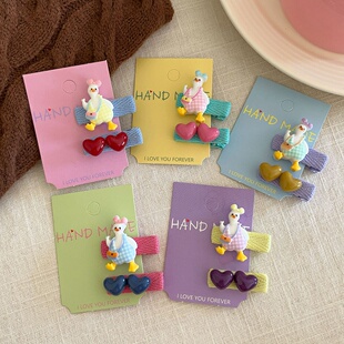 婴儿童可爱卡通鸭子发夹宝宝安全发卡女孩刘海夹子女童全包鸭嘴夹