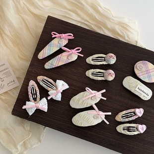 女孩彩虹泡泡布艺蝴蝶结发夹儿童淡奶油黄大肠圈少女心刘海夹发箍