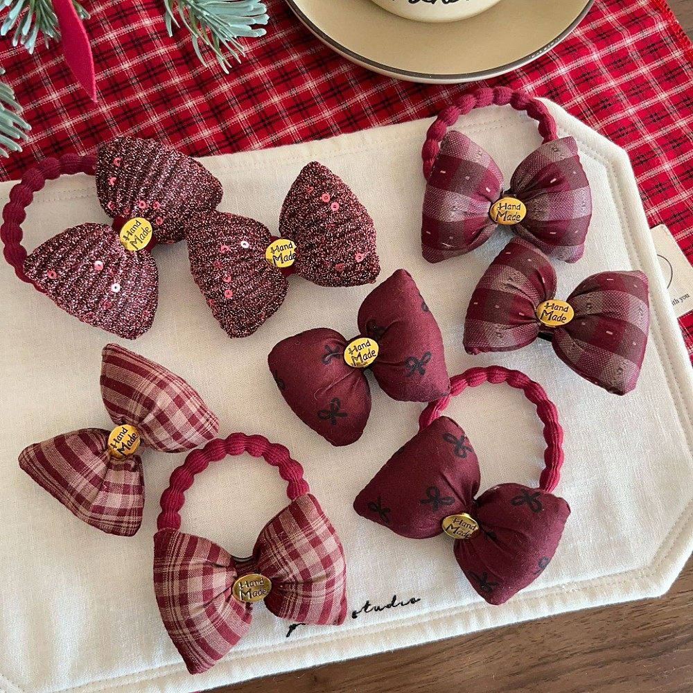 韩儿童立体酒红格填充蝴蝶结发绳女童高弹力新年马尾皮筋学生发圈,童装/婴儿装/亲子装,发饰,淘宝优惠券,粉丝福利购,淘宝优惠卷