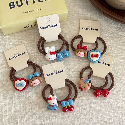 甜少女可爱蝴蝶结小熊皮筋女孩发圈学生马尾扎发头绳兔子樱桃发绳