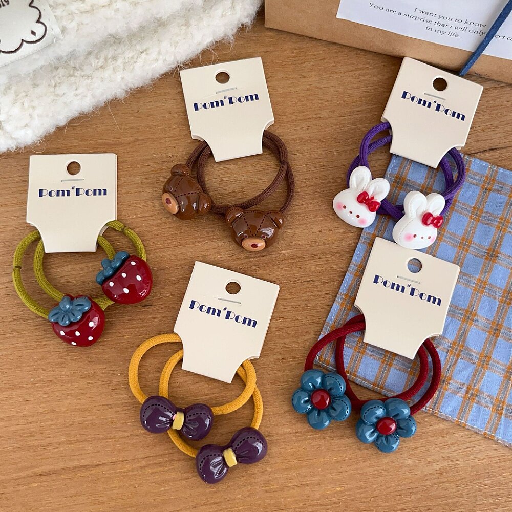 韩版女孩甜美可爱小熊发圈儿童糖果色蝴蝶结小发绳宝宝扎头发皮筋