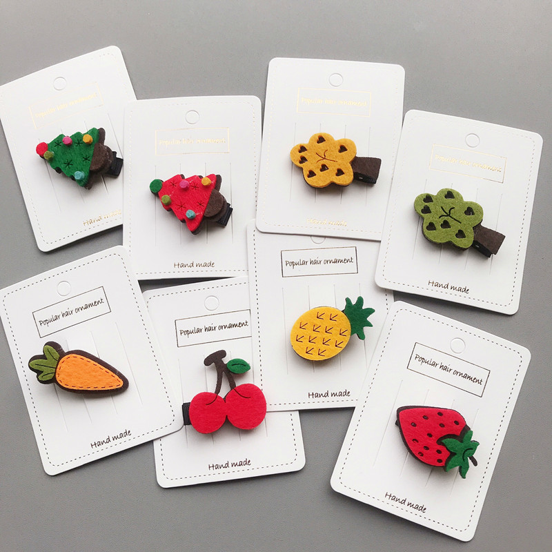 韩版儿童可爱风不织布水果刘海夹