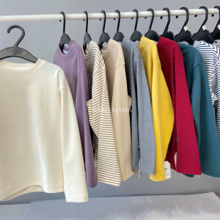 暖暖云朵衫 打底衫冬季保暖薄绒儿童装男童女童宽松版圆领上衣T