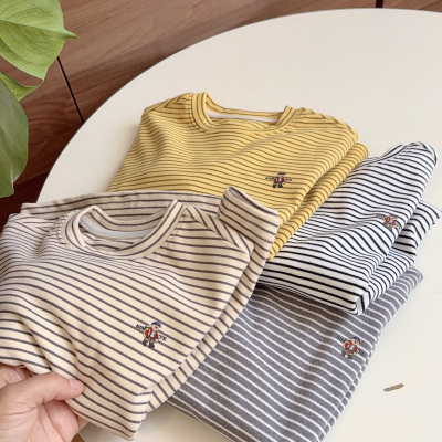 大宝麻麻  打底衫冬季保暖薄绒儿童装男童女童宽松版圆领上衣T