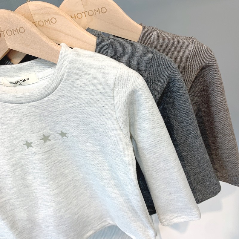 绵羊绒星星 儿童秋冬加绒加厚打底衫保暖儿童宝宝圆领长袖t恤上衣