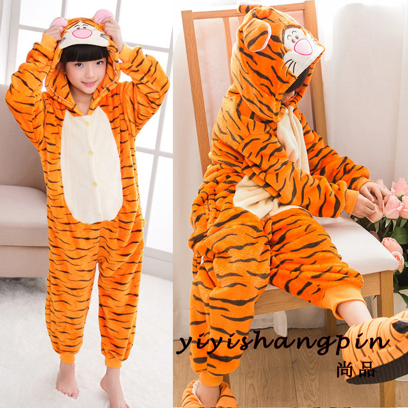 跳跳虎睡衣儿童男女孩可爱萌宠幼儿宝贝卡通动漫动物连体小老虎冬