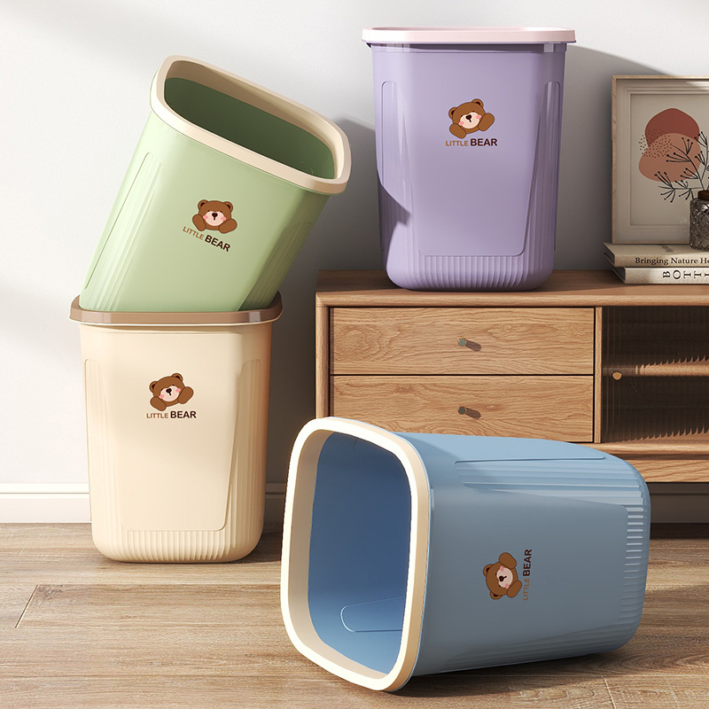 北欧撞色方形垃圾桶家用大容量无盖带压圈卧室卫生间厨房网红纸篓