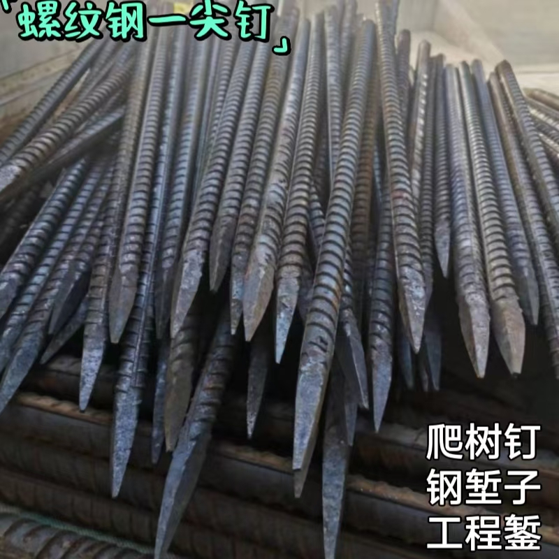 建筑工地修路用地钉螺纹钢爬树钉工程錾帐篷钉固定螺纹钢一尖钉