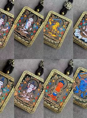 爆款黑金款唐卡吊坠十二生肖八大守护神景区佛系纪念品