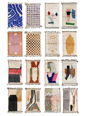 100x150cm进口摩洛哥艺术小地毯挂毯手工羊毛毯卧室床边毯合集