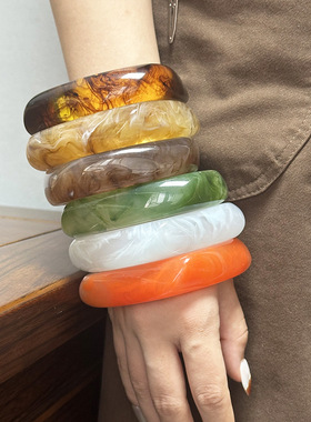 树脂镯子四方加宽版镯子宽条简约小众设计感