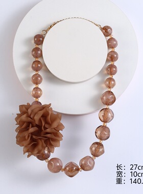 亚克力彩色花朵项链 多层叠戴时尚圆珠锁骨链女配饰