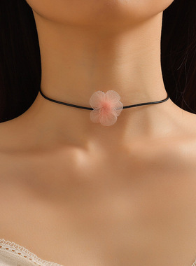 新款欧美饰品花朵项链吊坠颈链个性项圈