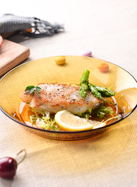 2只进口DURALEX钢化玻璃盘子菜盘家用时尚深盘耐热碟子西餐水果盘