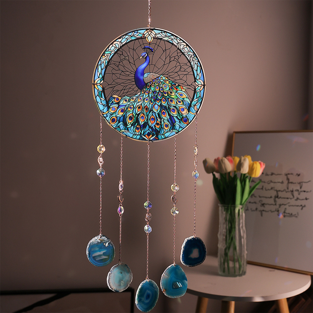 孔雀玛瑙水晶石阳光捕手捕梦网