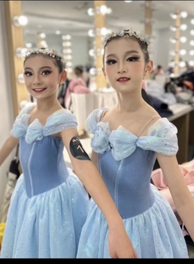 儿童芭蕾舞裙女童艾莎公主蓝色舞蹈演出服专业蓬蓬裙表演服TUTU裙