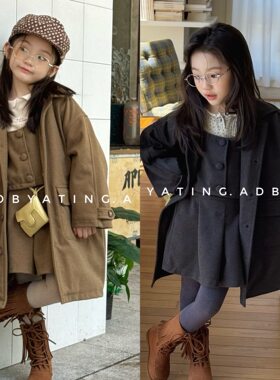 2025童装秋冬装新款儿童韩版毛呢风衣棉衣女童冬款外套棉服 6608