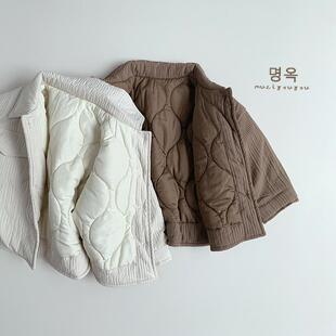 有调性~男童秋装2024新款女童衬衫外套长袖儿童夹棉衬衣宝宝上衣
