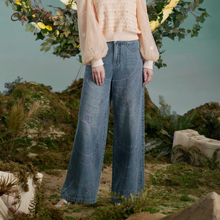 朝峰气质阔腿微喇牛仔裤 1072P 女CFD3B135