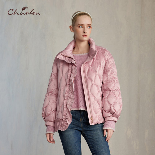 CHARFEN2025春季新款时尚百搭显瘦重工钉珠羽绒服CFE5D336-3091Y