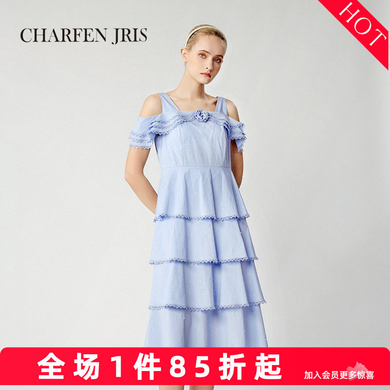 CHARFENJRIS 个性原创时尚减龄蛋糕裙吊带连衣裙女FJE2H669-6098G