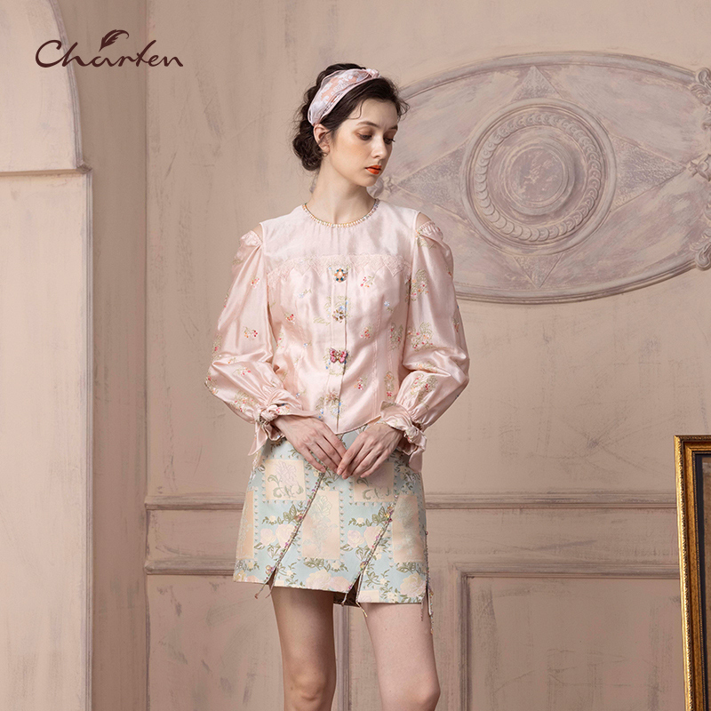 朝峰复古宫廷风单排扣