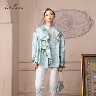 CHARFEN朝峰春时尚个性气质宽松上衣衬衫女CFD1B313-3038A