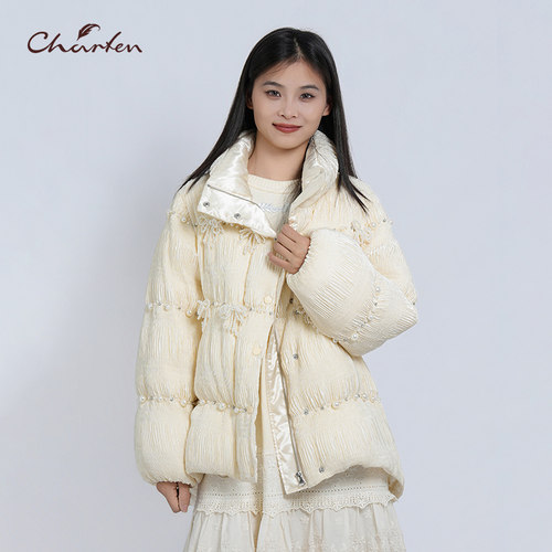 CHARFEN短款连帽蓬松龟背羽绒服