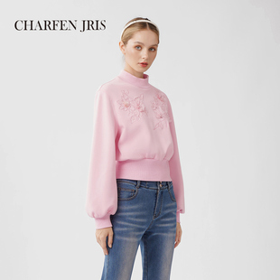 6082B 甜美减龄钩花粉色针织卫衣FJE5E667 CHARFENJRIS冬季 新款