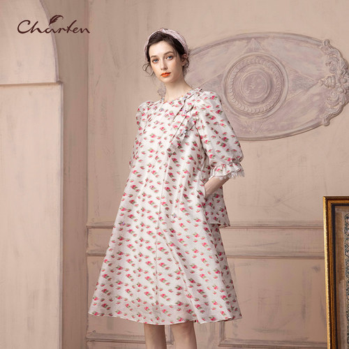 CHARFEN朝峰夏新款宽松气质显瘦连衣裙女CFD2F329-3100G