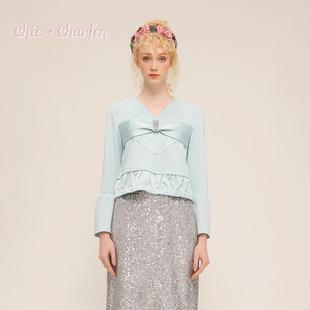 气质蝴蝶结心型针织上衣CFD5E218 时尚 2026B 新款 CHARFEN朝峰冬季