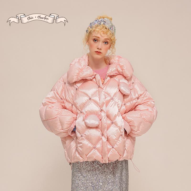 CHARFEN秋冬新菱格面包羽绒服