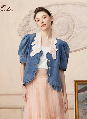 朝峰百搭牛仔修身短袖外套女CFD2D182-1806N