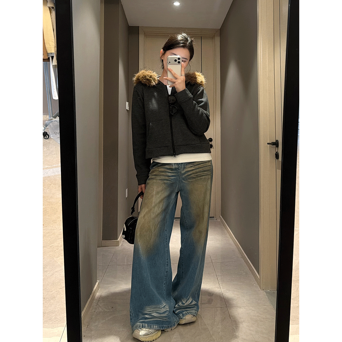 LYHOOC李鱼鱼毛领短外套女2025miu系韩版设计感卫衣洋气拉链上衣,女装/女士精品,短外套,淘宝优惠券,粉丝福利购,淘宝优惠卷