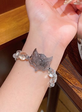 灵狐面具串珠吊坠水晶手链新中式国风气质百搭手串搭配九尾狐手饰